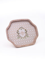 Lilya Desenli Sekizgen Metal Tepsi, 27,8 x 33,2 cm