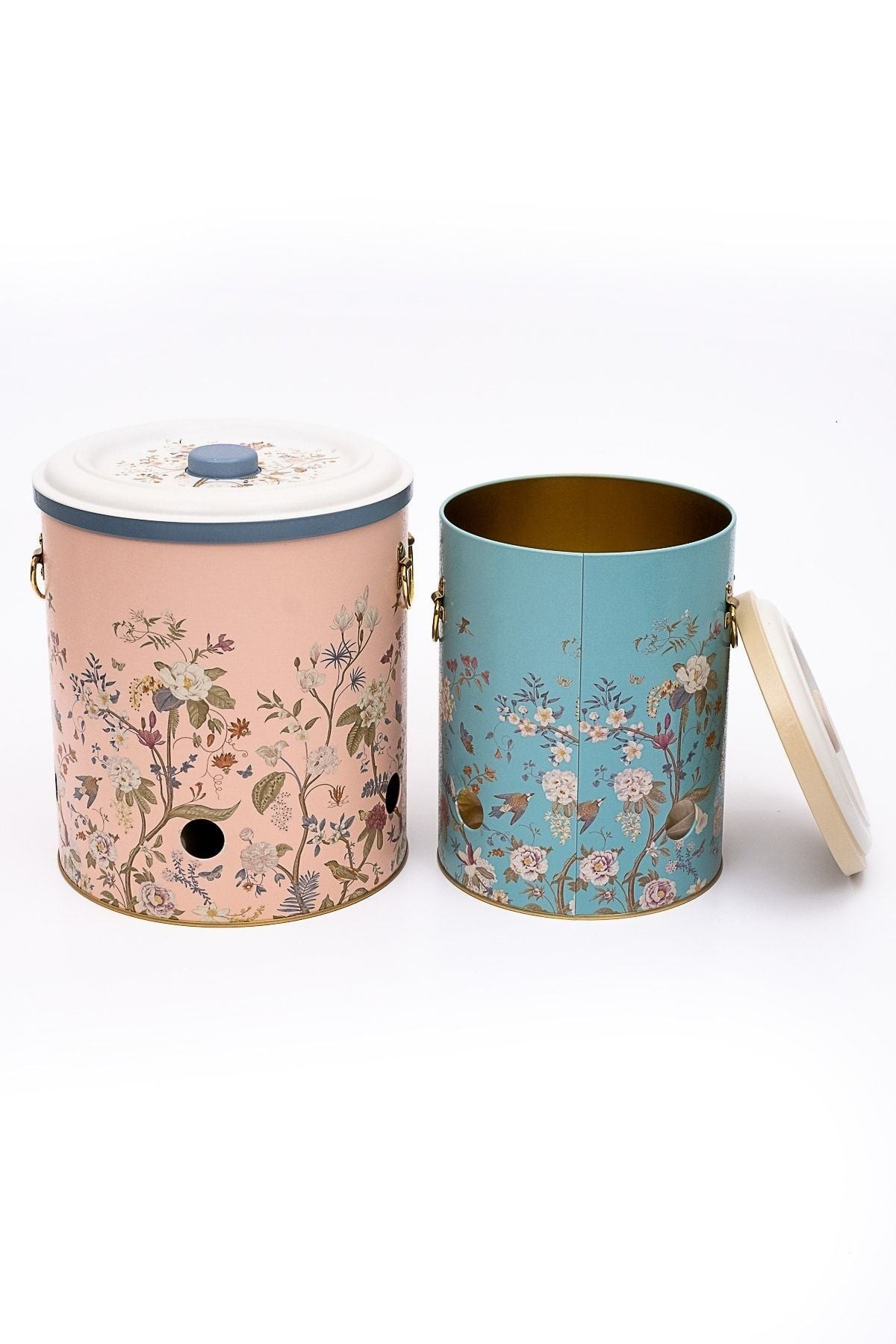 Flora Desenli Metal Sebzelik Seti, Patateslik, Soğanlık 2'li Set