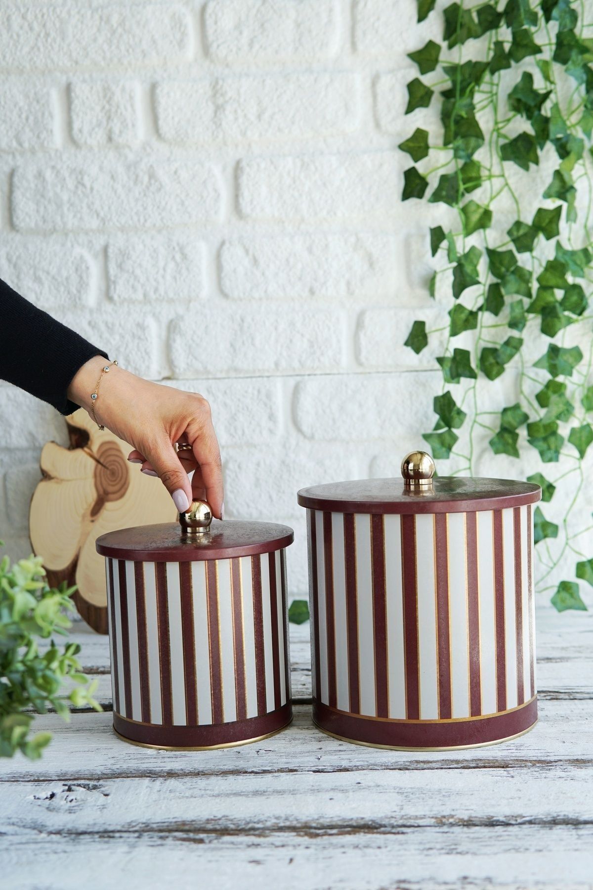 Festival Desenli Metal Saklama Kabı 2'li Set 2.1 Litre 4.1 Litre