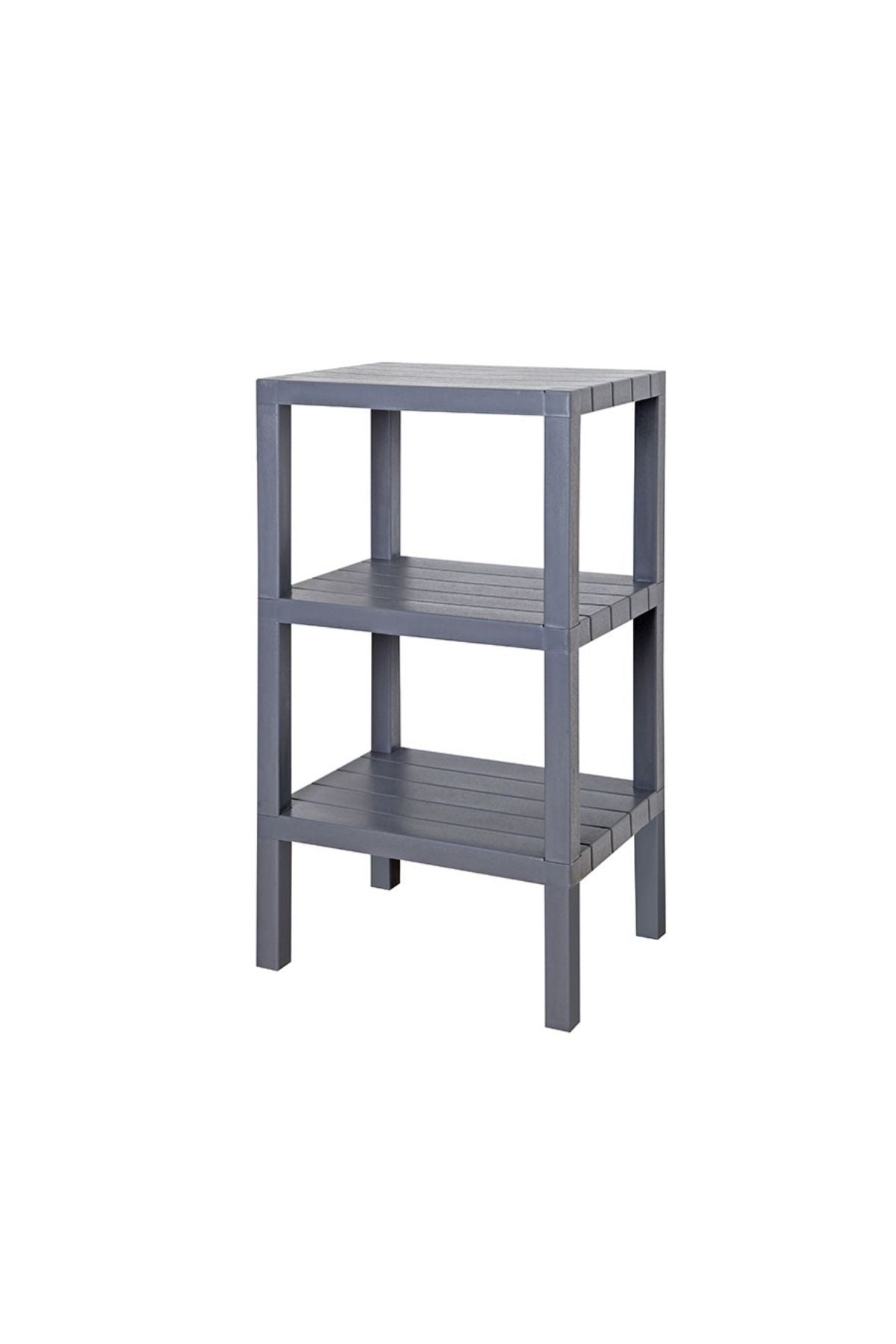 Omaş 3 Katlı Dikey Raf Düzenleyici Plastik Raf Ünitesi Siyah, Kitaplık, Banyo, Mutfak Rafı, Gri