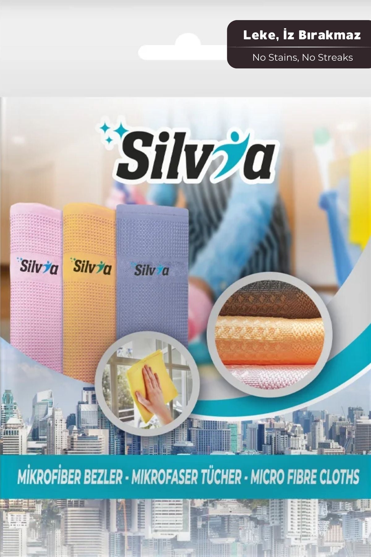 Silvia Dekoratif Cam Bezi, Sihirli Bez, 3’lü Paket 40×65 cm