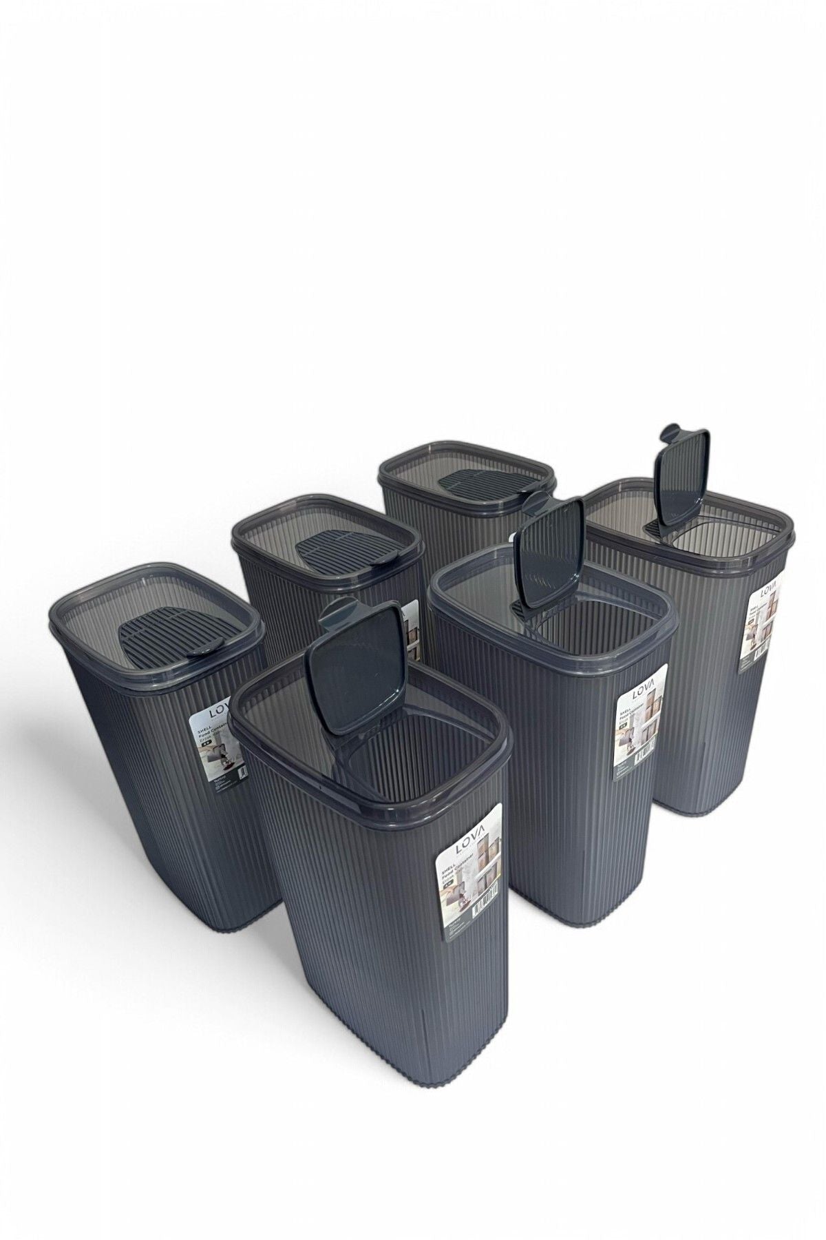 Erzak Saklama Kabı 4 lt, Antrasit, 6'lı Set