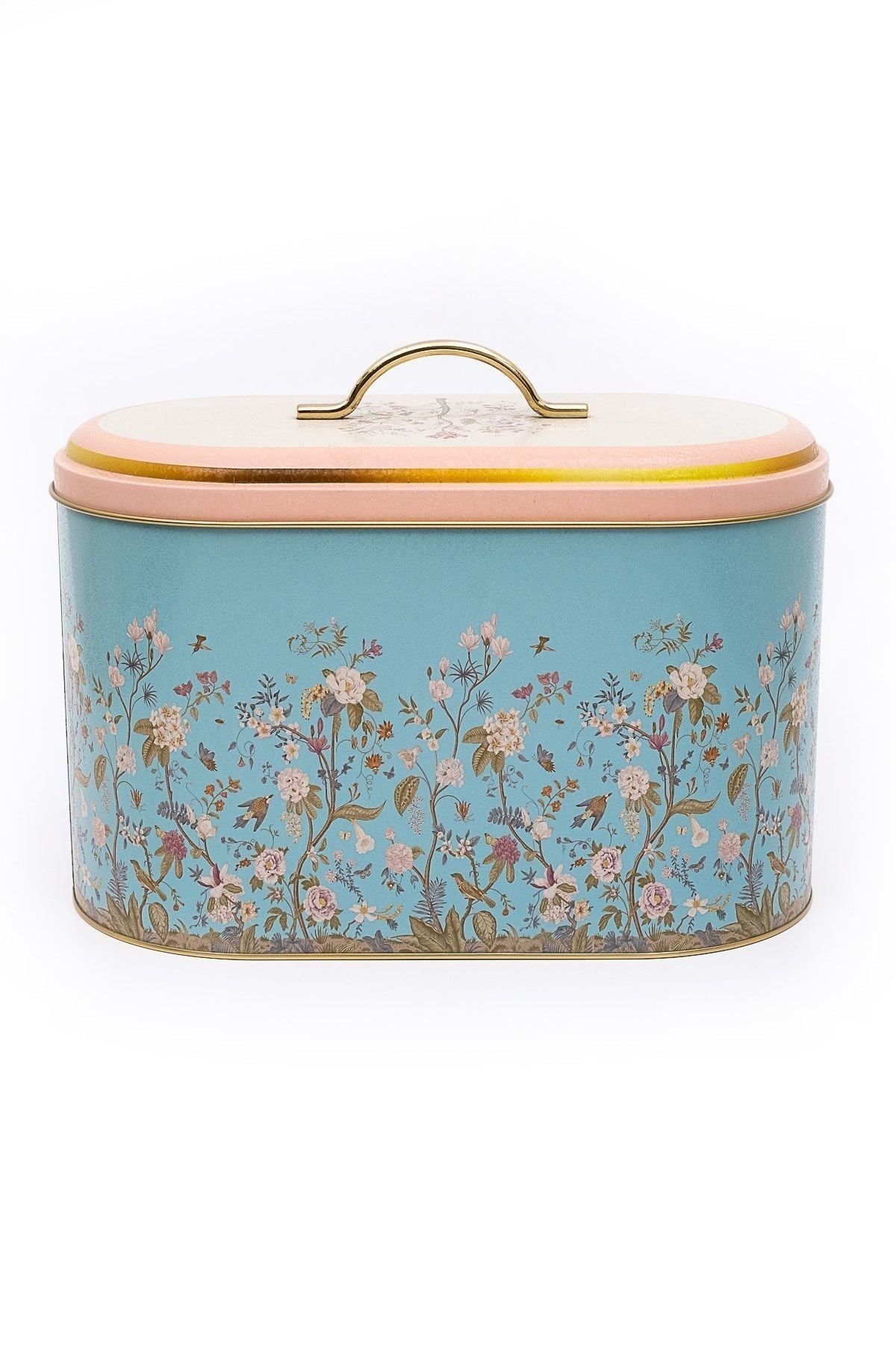 Flora Desenli Oval Ekmek Kutusu, Metal Ekmeklik, Ekmek Sepeti, 10,4 lt