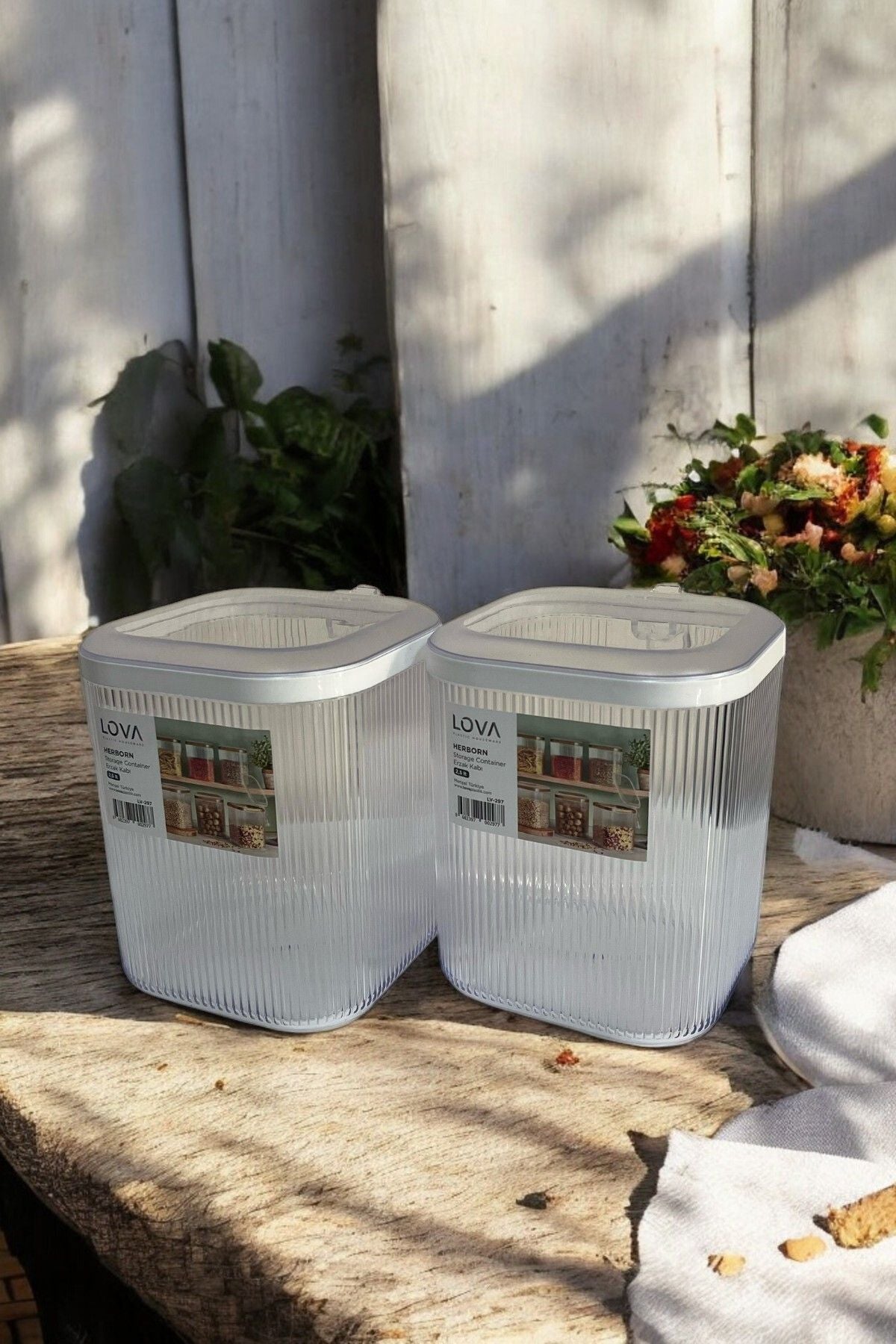 2500 ml 2'li Kulplu Kapaklı Saklama Kabı Seti, Şeffaf