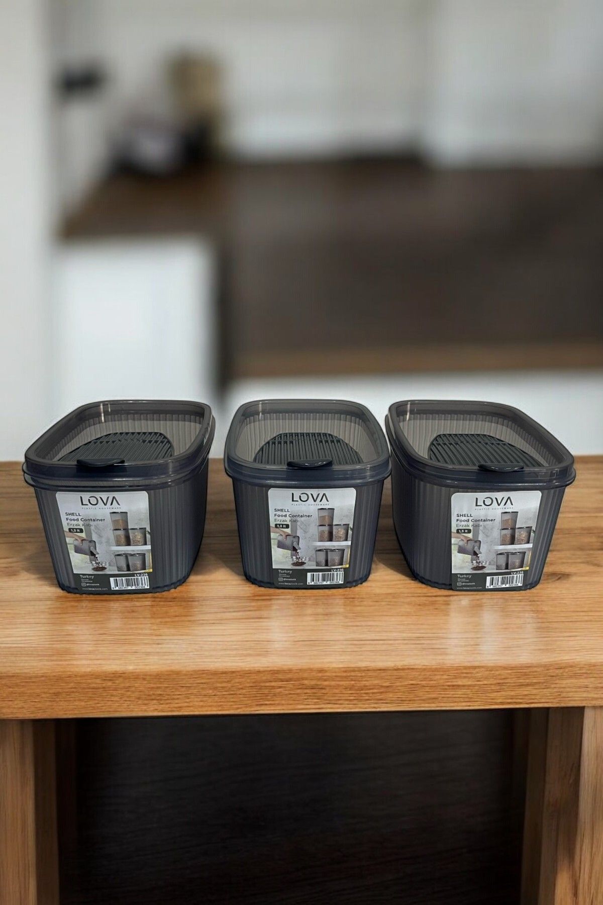 Shell Erzak Kabı 1300 ml, Antrasit, 3'lü Set