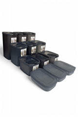 12 Parça Mega Saklama Kabı Seti 3 x 4 lt, 3 x 2.5 lt 3 x 1.3 lt, 3 x 0.6 lt