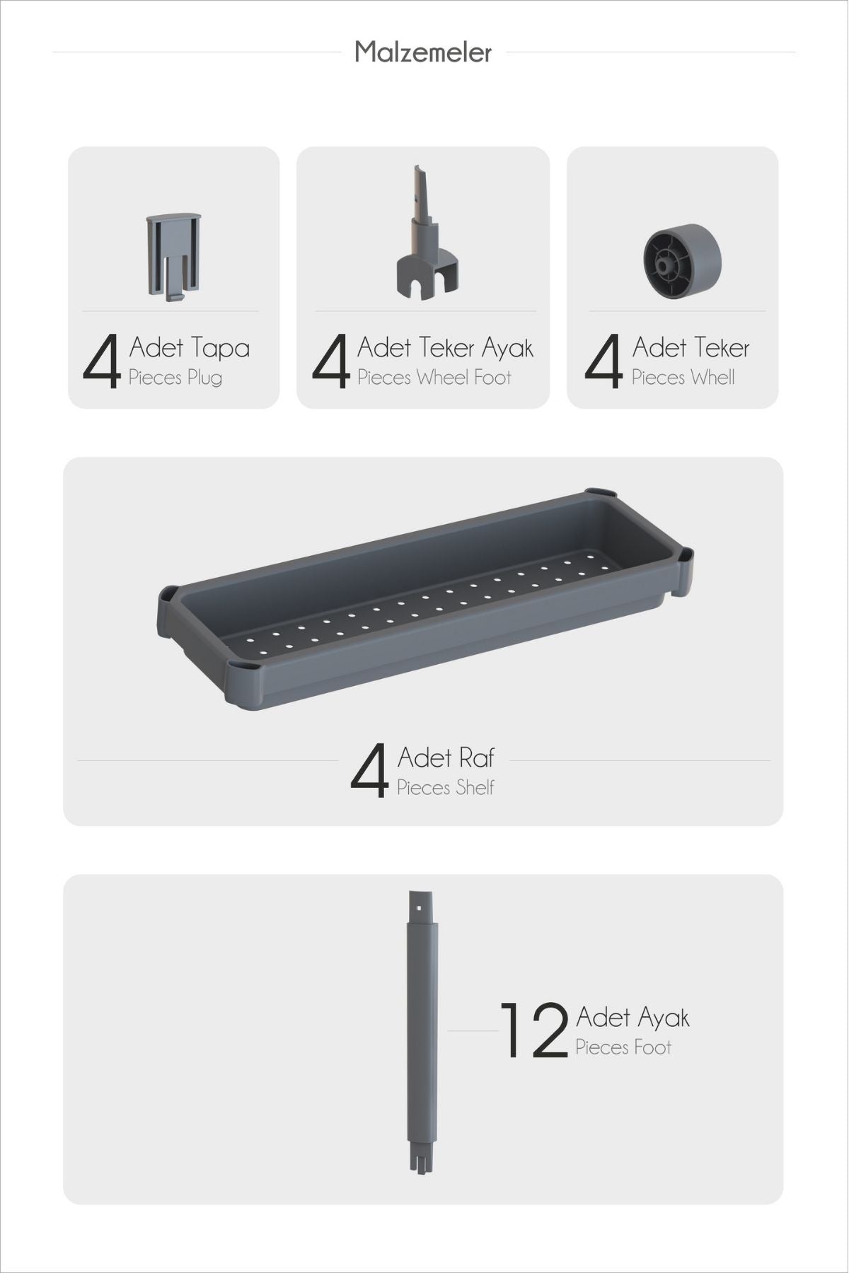 Omaş 3 Katlı Tekerlekli Slim Raf Ünitesi, Mutfak Rafı, Banyo Rafı