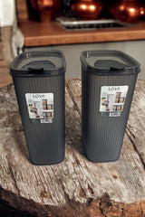 Erzak Saklama Kabı 4 lt, Antrasit, 2'li Set