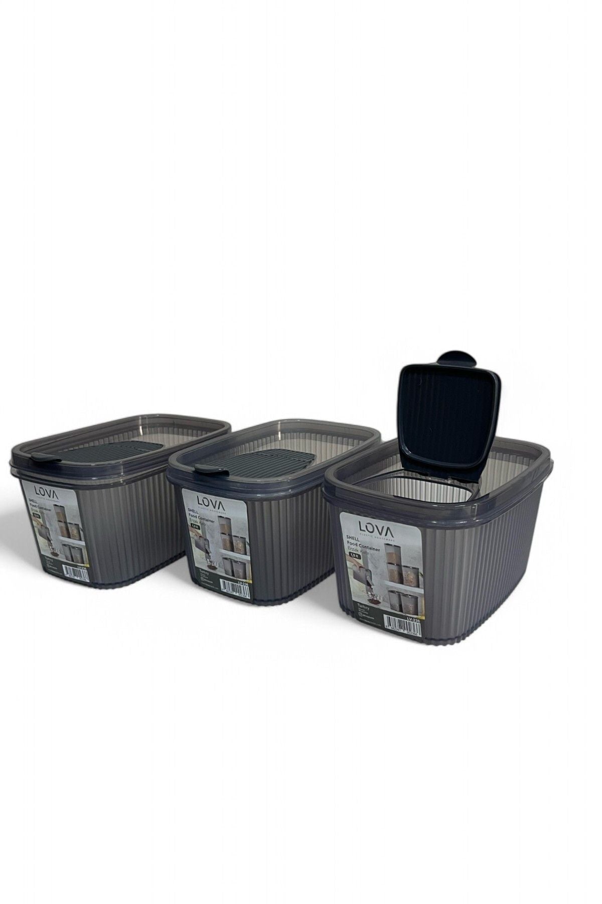 Shell Erzak Kabı 1300 ml, Antrasit, 3'lü Set