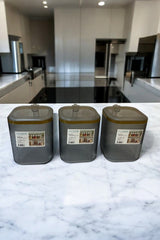 2500 ml 3'lü Kulplu Kapaklı Saklama Kabı Seti, Füme Gold