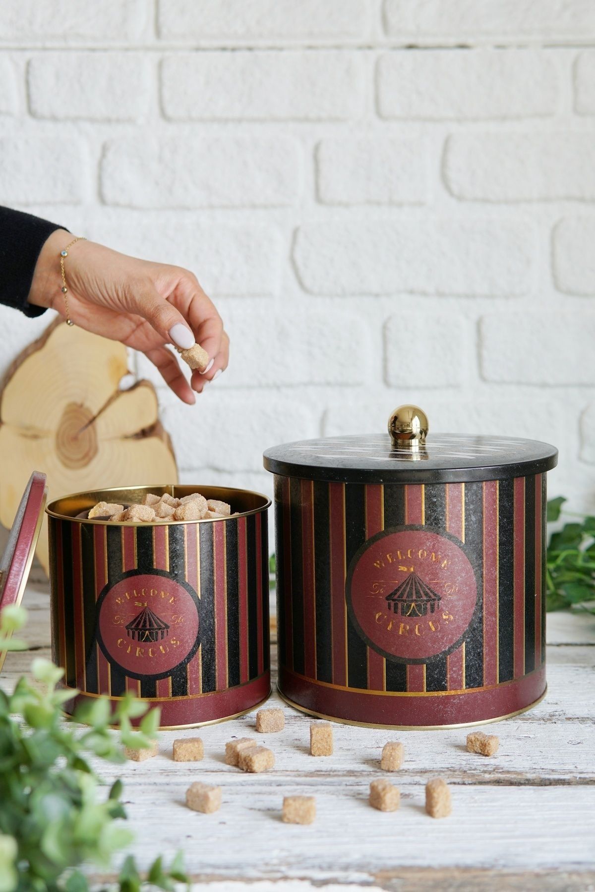 Festival Desenli Metal Saklama Kabı Seti - 2'li Set (1,7 LT - 3,5 LT)