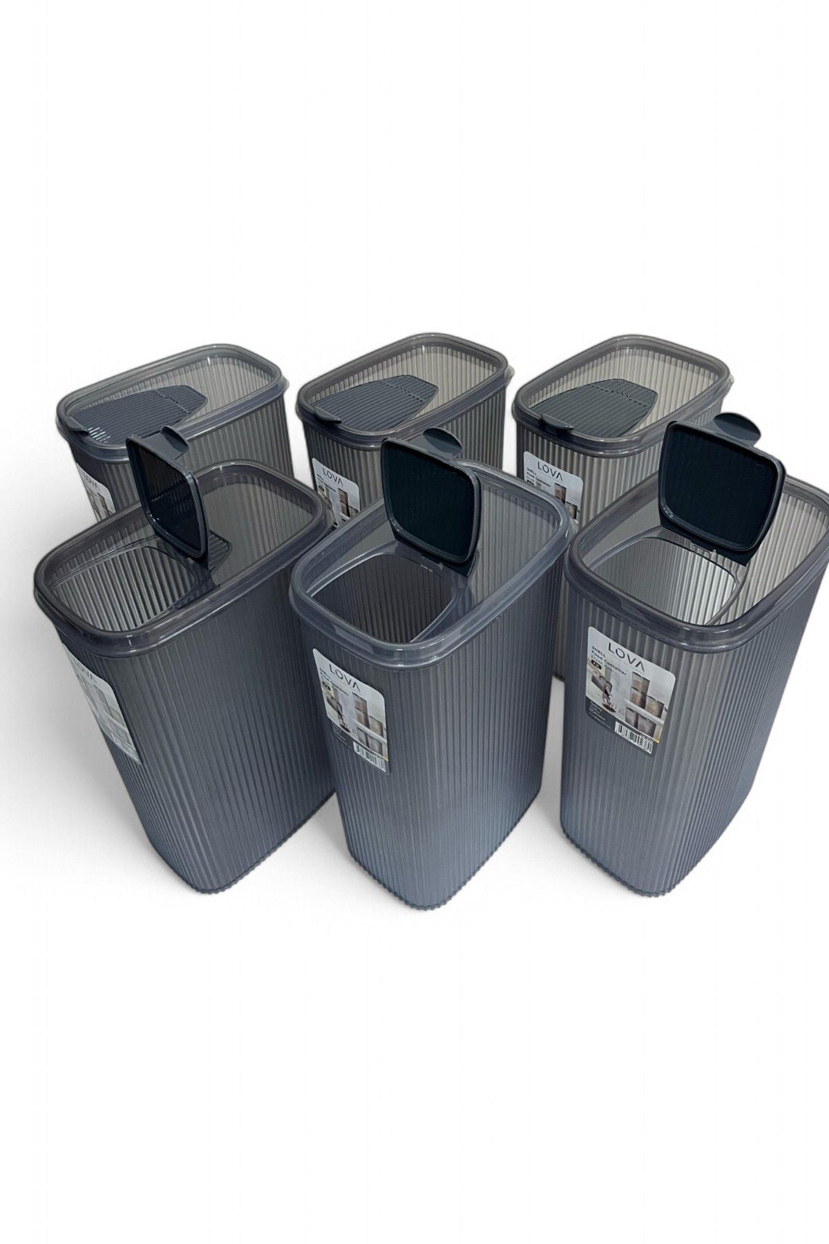 Erzak Saklama Kabı 4 lt, Antrasit, 6'lı Set