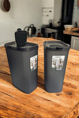 Erzak Saklama Kabı 4 lt, Antrasit, 2'li Set