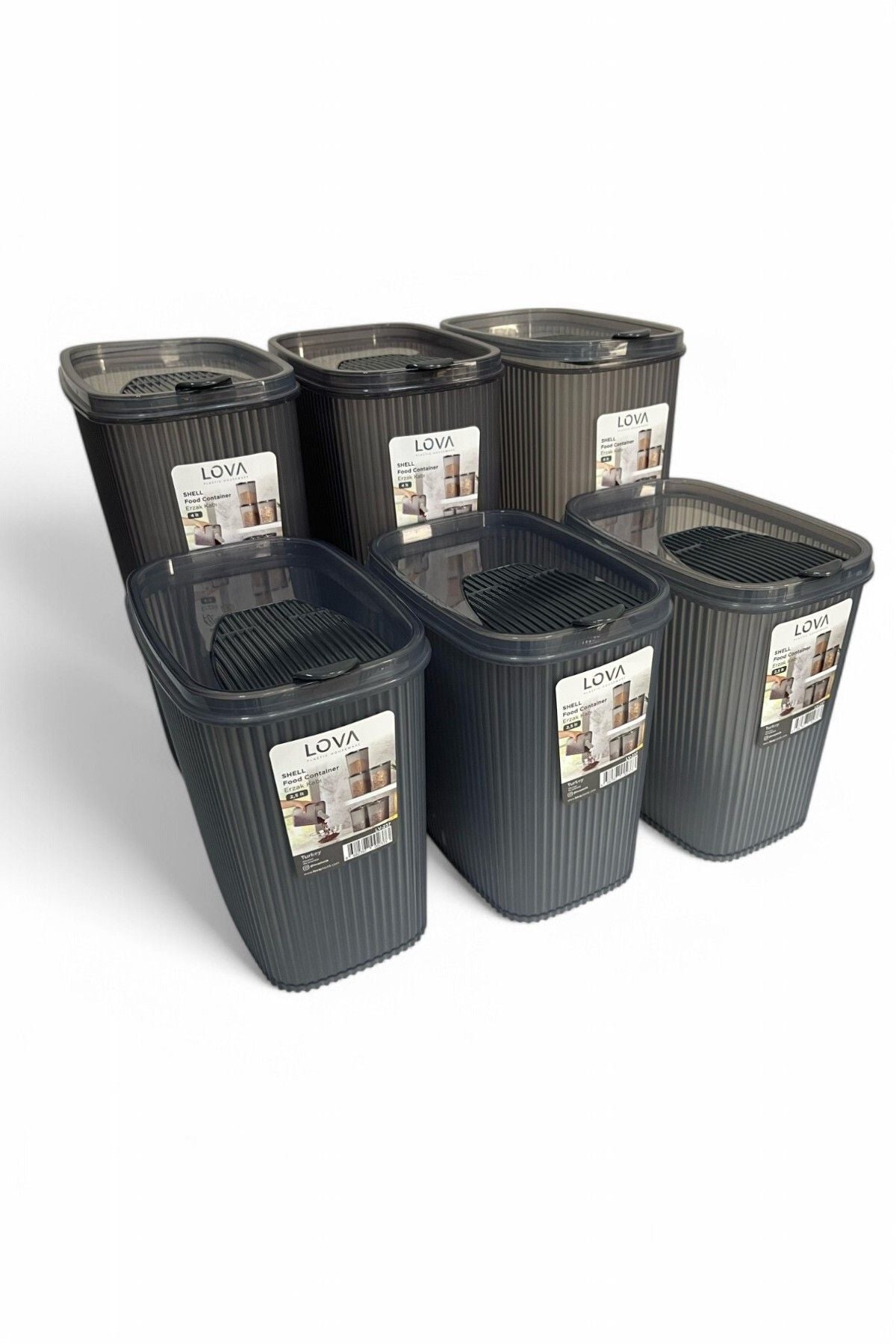 Shell Erzak Kabı 2500 ml x 3, Shell Erzak Kabı 4000 ml x 3, Antrasit 6'lı Set