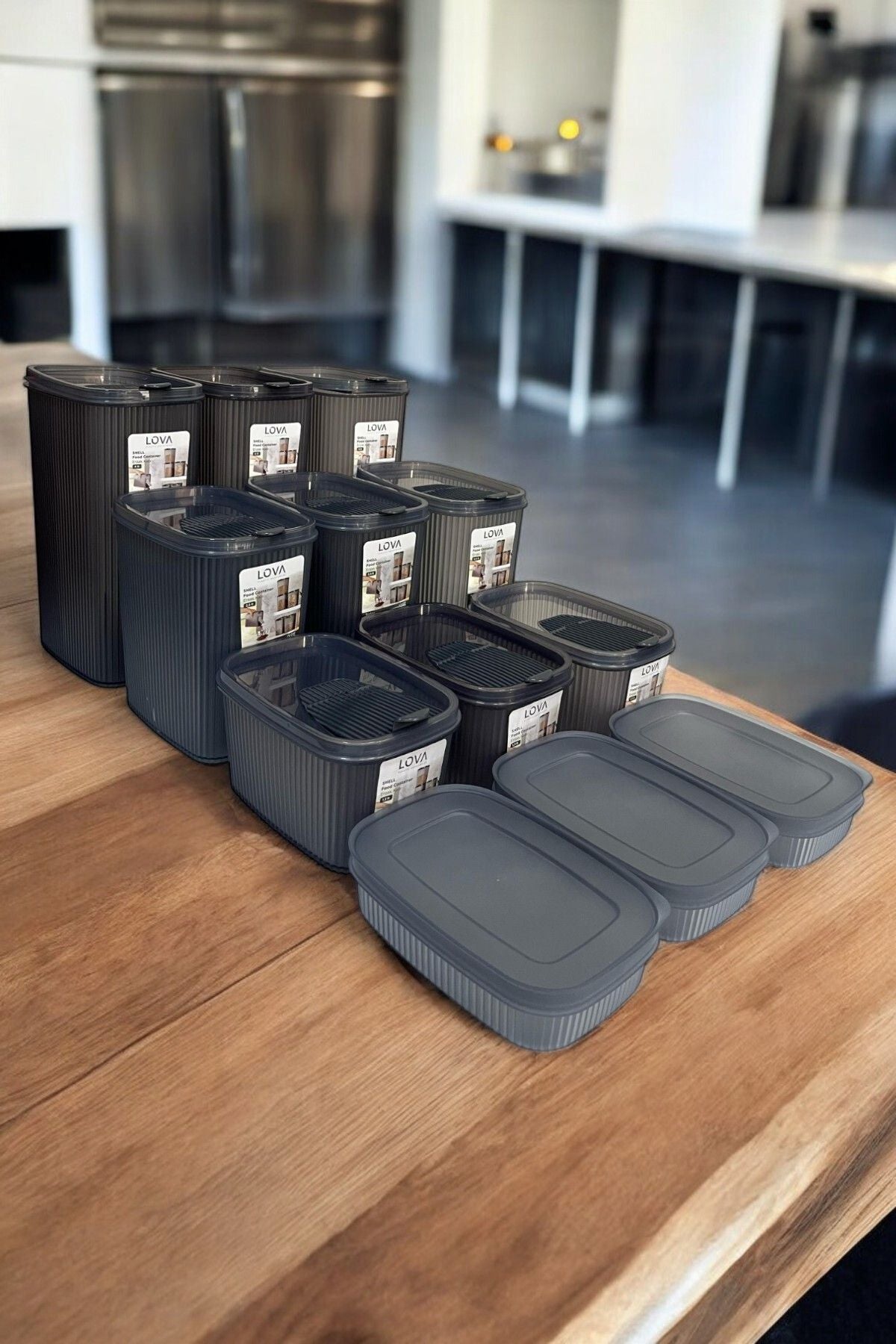 12 Parça Mega Saklama Kabı Seti 3 x 4 lt, 3 x 2.5 lt 3 x 1.3 lt, 3 x 0.6 lt