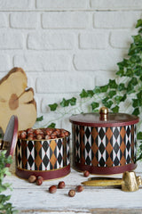 Festival Desenli Metal Saklama Kabı Seti - 2'li Set (1,3 LT - 2,9 LT)