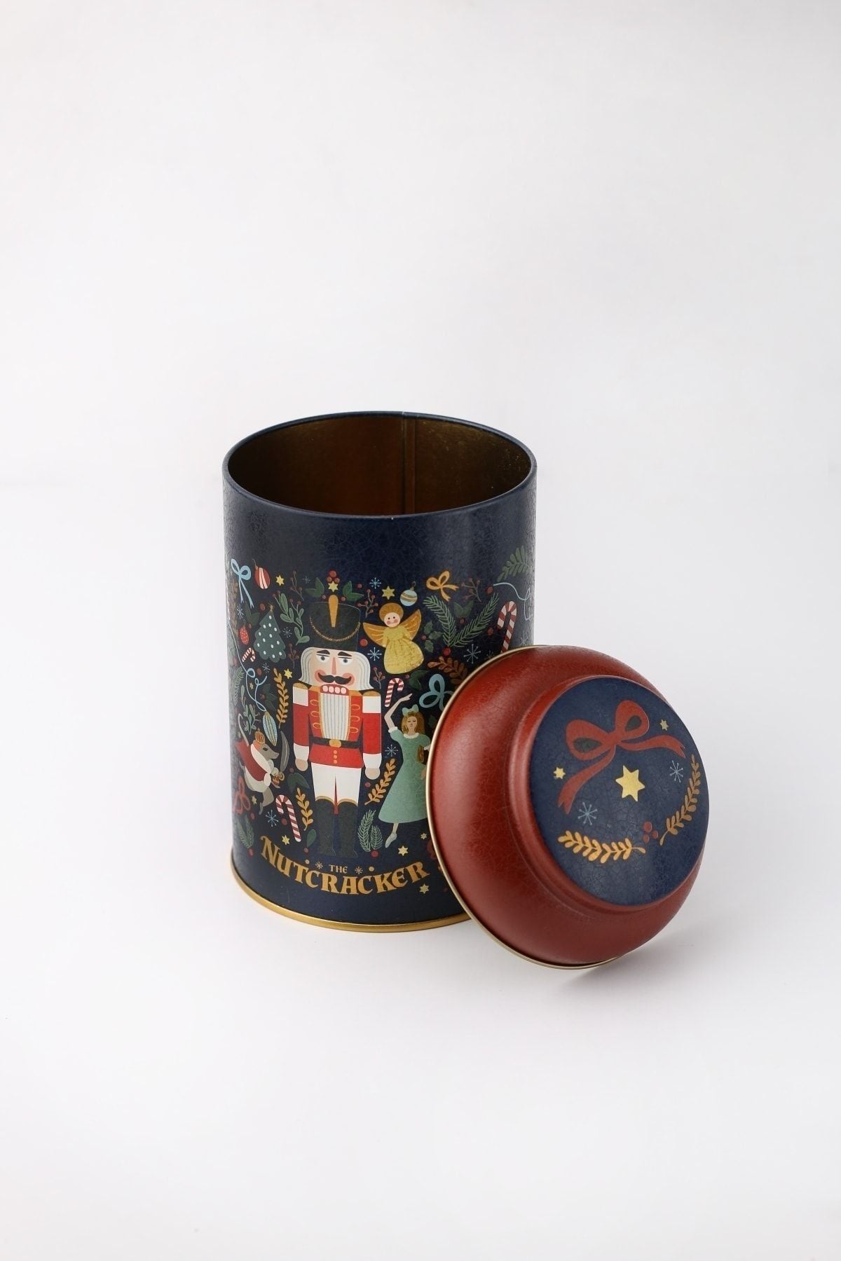 Fairytale Nutcracker Desenli Yuvarlak Metal Saklama Kabı, 10,5 x 15 cm, 1,1 lt