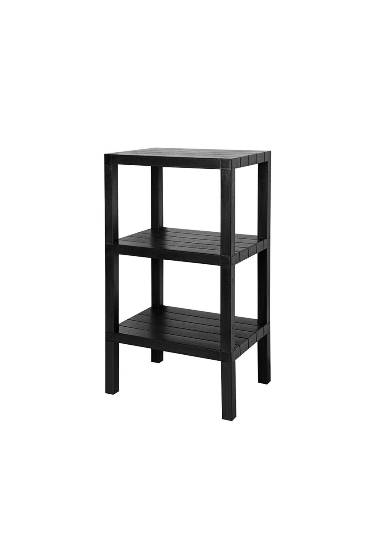 Omaş 3 Raflı Dikey Raf Düzenleyici Plastik Raf Ünitesi Siyah, Kitaplık, Banyo, Mutfak Rafı, Siyah