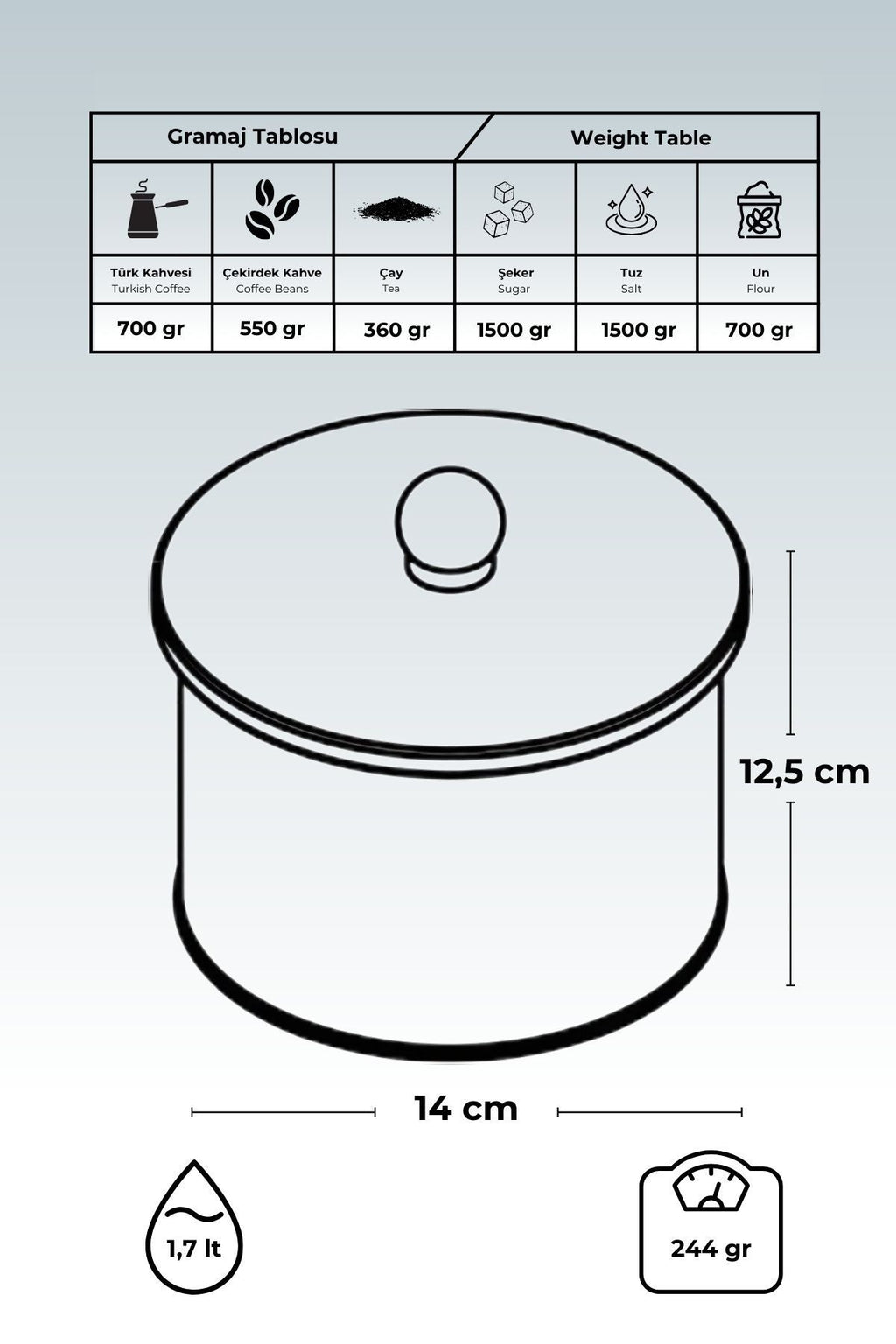 Lisbon Desenli Yuvarlak Metal Saklama Kabı Organizer Kutu 14 x 12,5 cm
