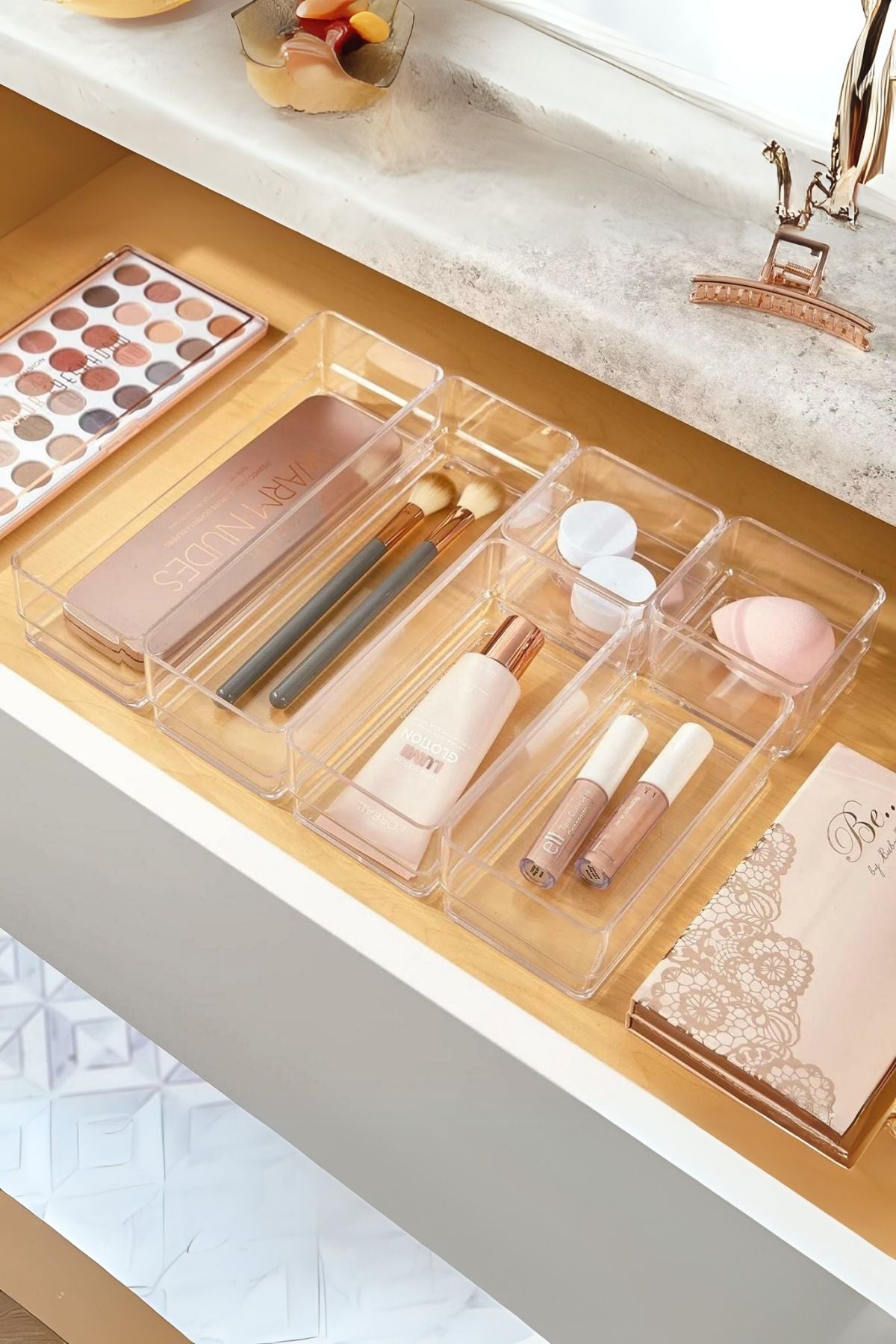 Ayarlanabilir Çekmece İçi Düzenleyici Set 6 Parça Takı Düzenleyici Ve Makyaj Organizeri