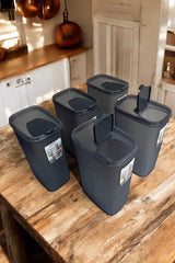 Erzak Saklama Kabı 4 lt, Antrasit, 5'li Set