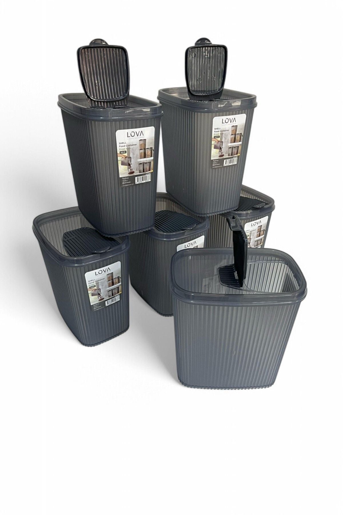 Erzak Saklama Kabı, 2.5 lt, Antrasit, 6'lı Set