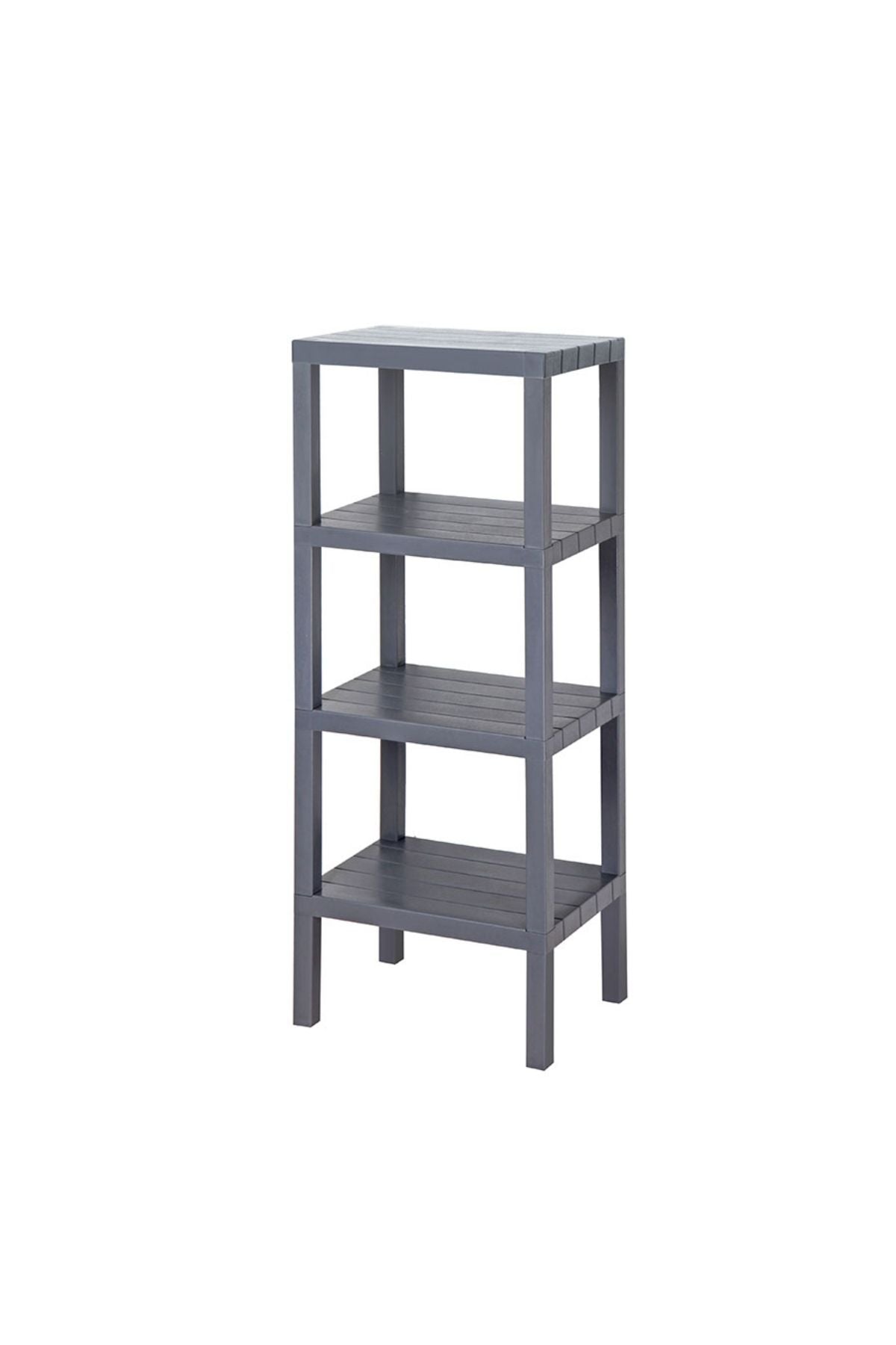 Omaş 4 Katlı Dikey Raf Düzenleyici Plastik Raf Ünitesi Siyah, Kitaplık, Banyo, Mutfak Rafı, Gri