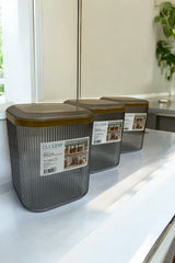 2500 ml 3'lü Kulplu Kapaklı Saklama Kabı Seti, Füme Gold