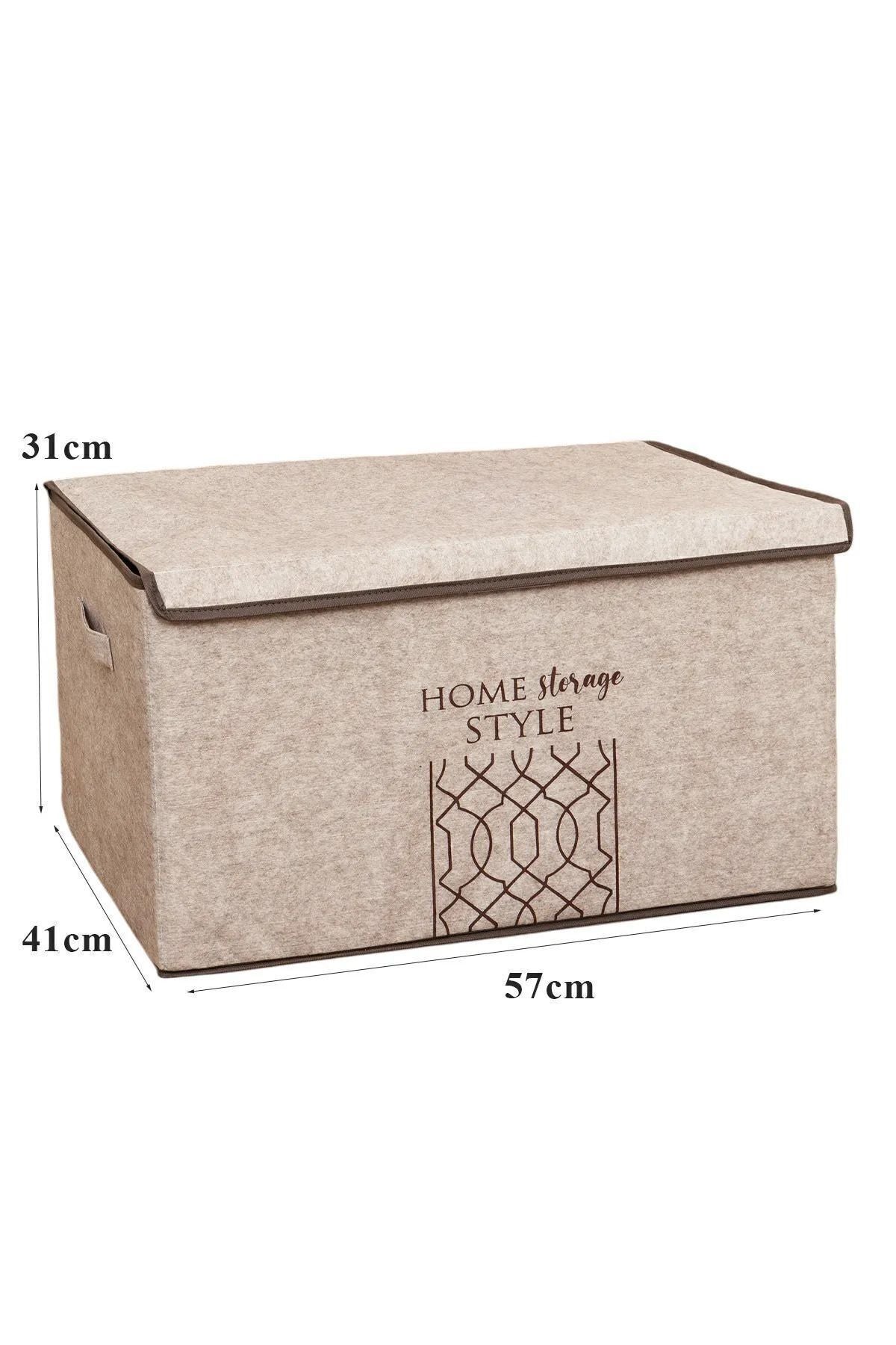 Keçe Kapaklı Çok Amaçlı Saklama Kutusu Mega Plus, Bej, 57 x 41 x 31 cm, 72 Litre