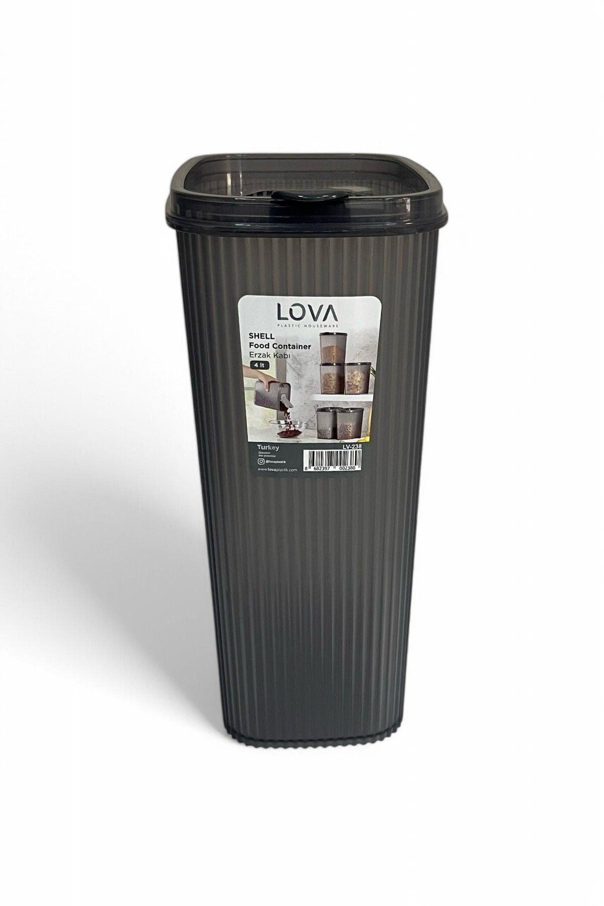 Erzak Kabı 4 lt - Antrasit, Büyük Boy Saklama Kabı