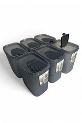 Erzak Saklama Kabı, 2.5 lt, Antrasit, 6'lı Set
