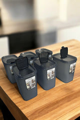 Erzak Saklama Kabı, 2.5 lt, Antrasit, 6'lı Set