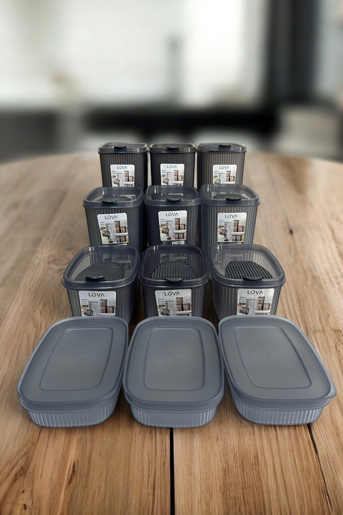 12 Parça Mega Saklama Kabı Seti 3 x 4 lt, 3 x 2.5 lt 3 x 1.3 lt, 3 x 0.6 lt