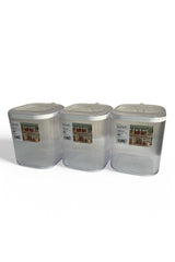 3'lü Kulplu Kapaklı Saklama Kabı Seti, Şeffaf, 2.5 lt