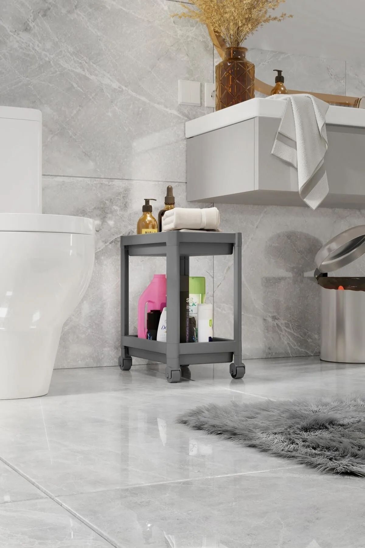 Omaş Tezgah Altı Tekerlekli Raf Ünitesi, Antrasit