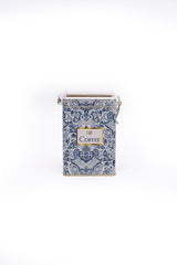 Lisbon Coffee Desenli Şeffaf Kapaklı Metal Saklama Kabı, 7,5 x 10 x 15 cm, 1 lt