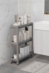 Omaş 3 Katlı Tekerlekli Slim Raf Ünitesi, Mutfak Rafı, Banyo Rafı