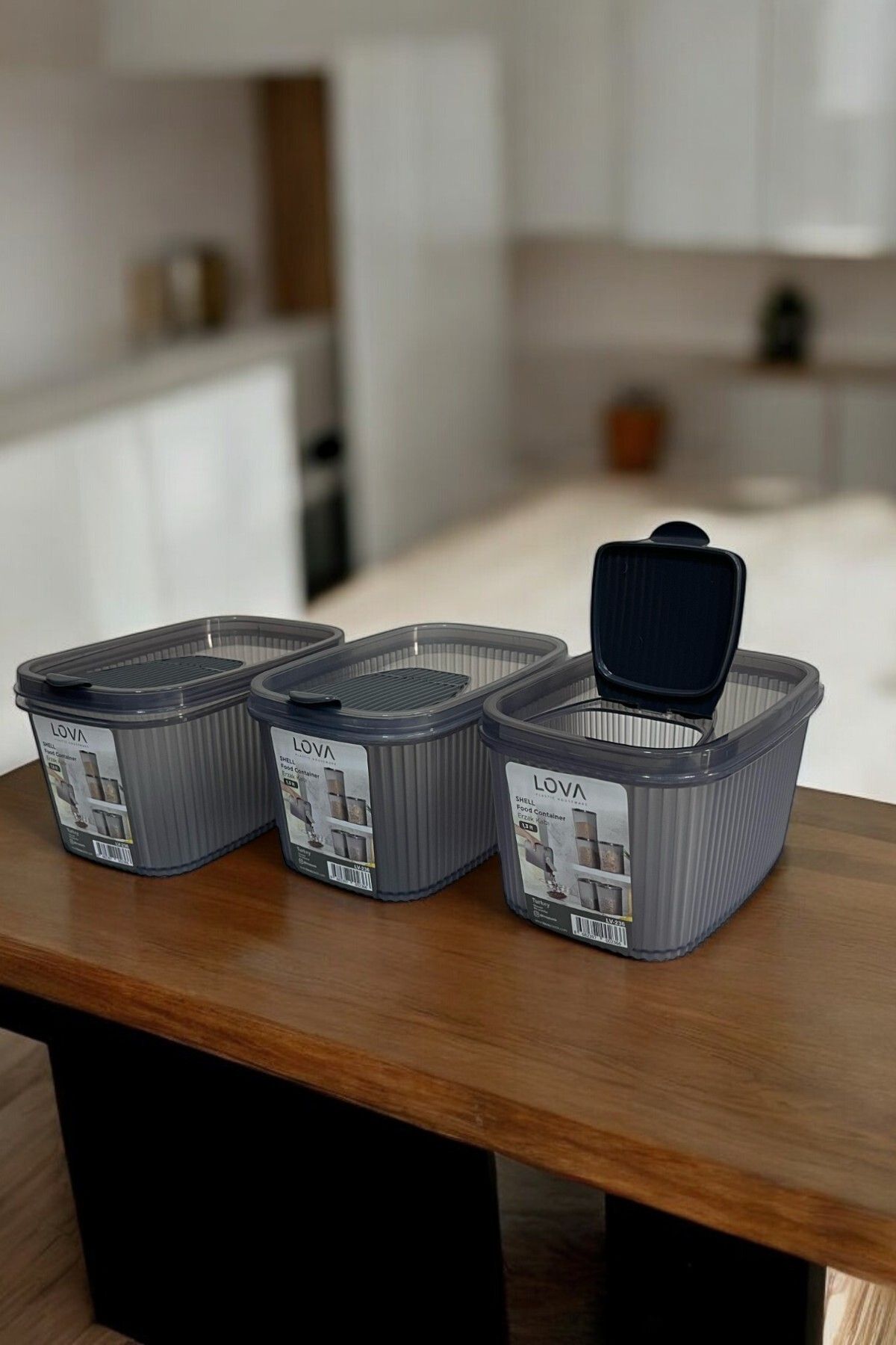 Shell Erzak Kabı 1300 ml, Antrasit, 3'lü Set