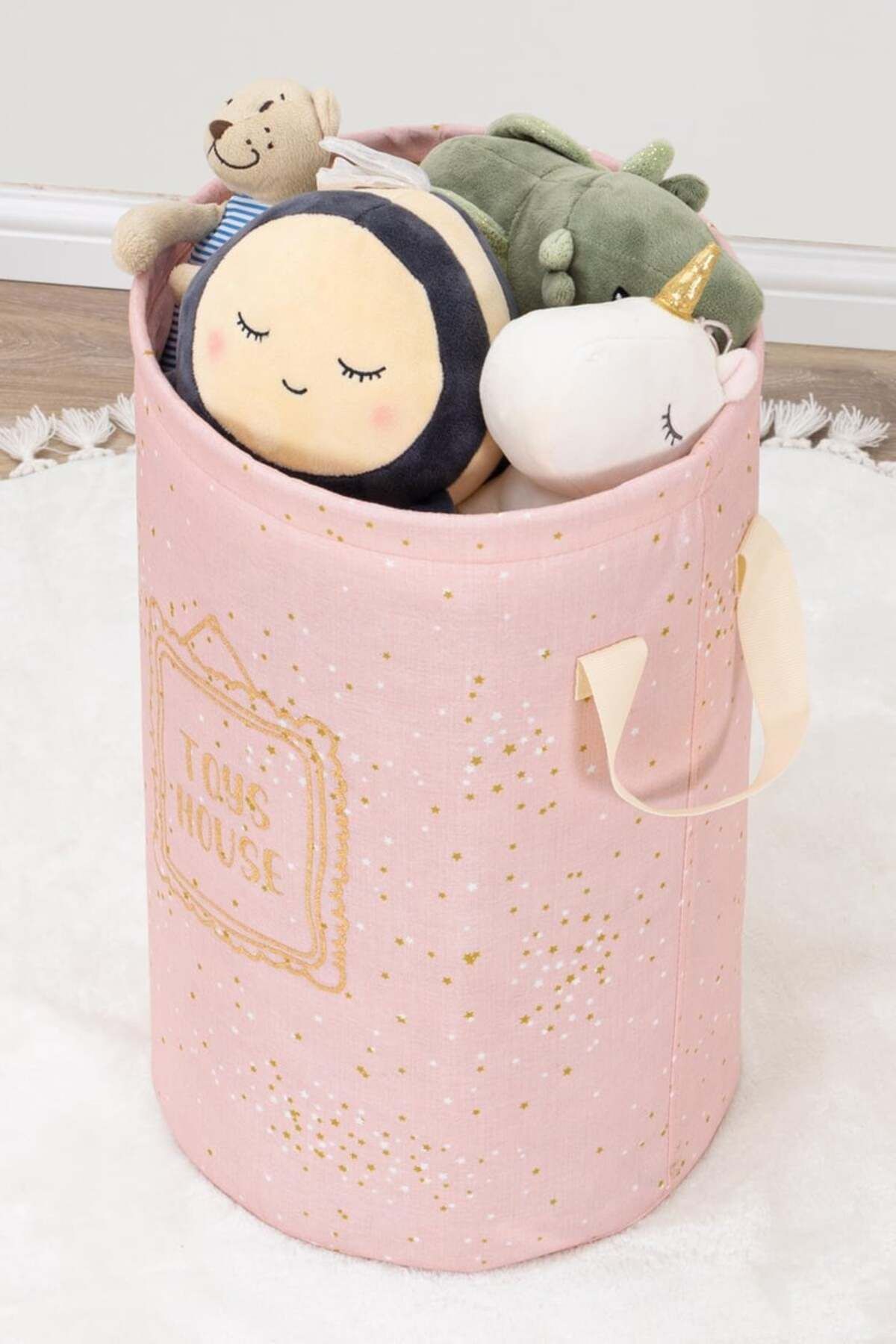 Baby Yuvarlak Torbalı Sepet, Bebek Odası Düzenleyici, 31 x 46 cm