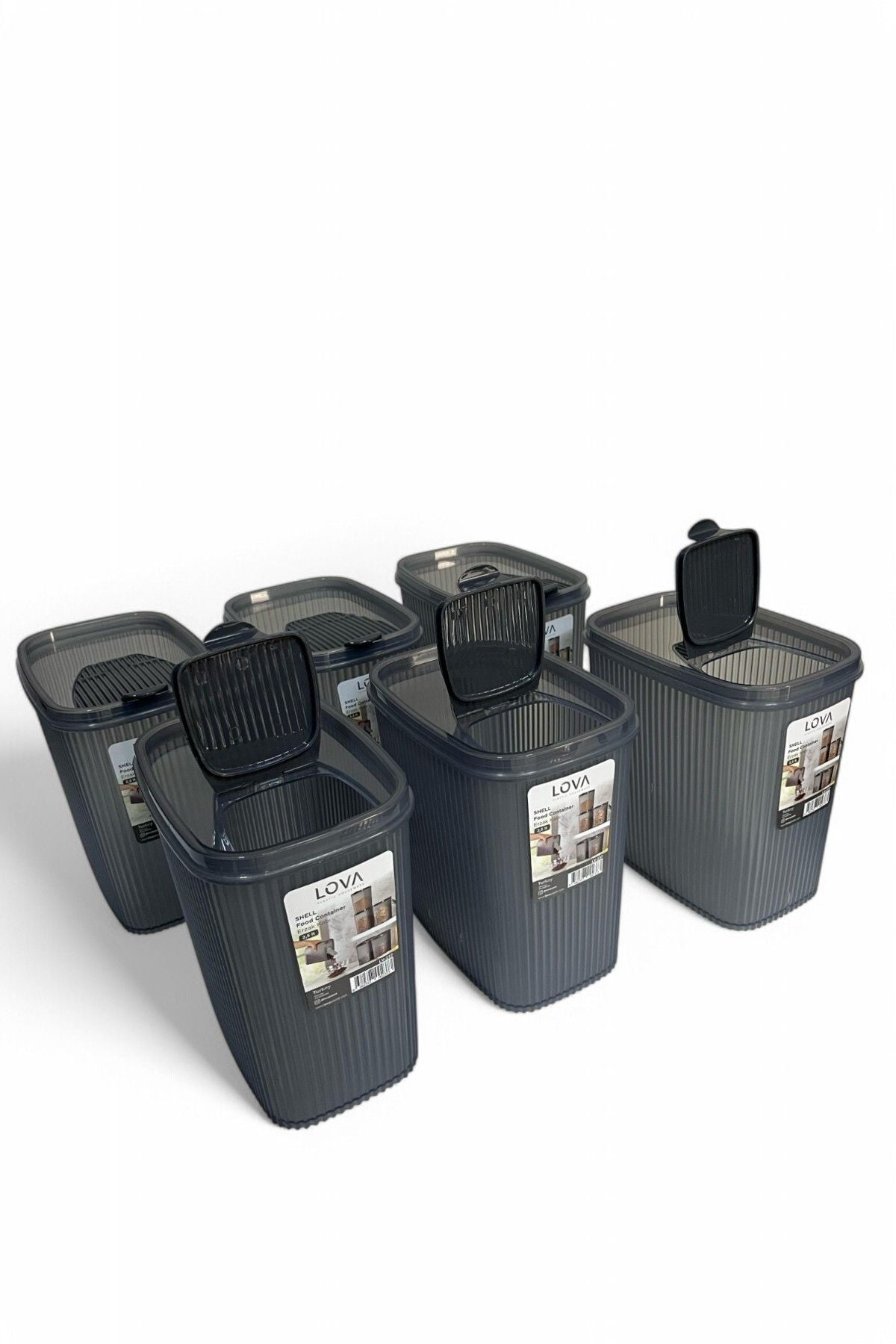 Erzak Saklama Kabı, 2.5 lt, Antrasit, 6'lı Set