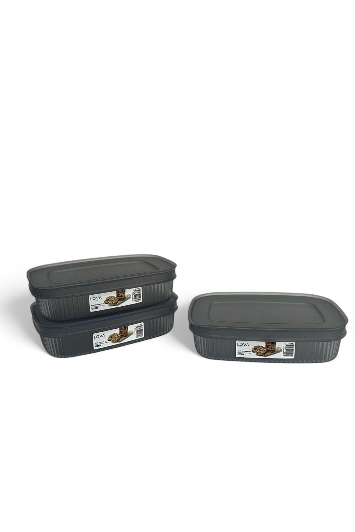 Shell Saklama Kabı Şeffaf 600 ml, Antrasit, 3'lü Set