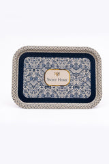 Lisbon Desenli Büyük Metal Tepsi, 28,5 x 40 cm