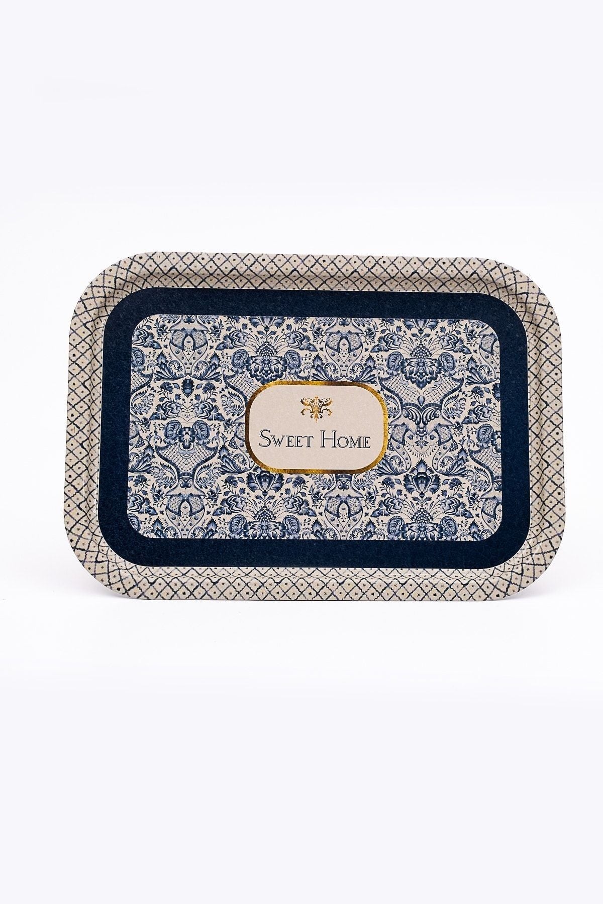 Lisbon Desenli Büyük Metal Tepsi, 28,5 x 40 cm