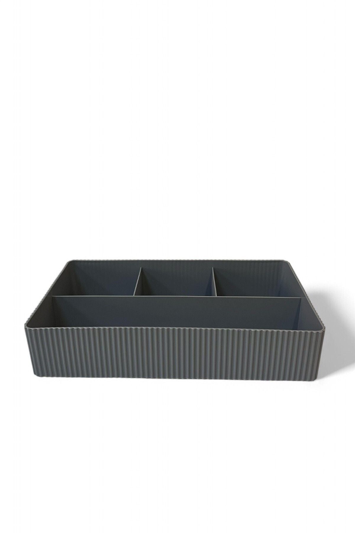 Kat Kat Dört Bölmeli Organizer, Çekmece Düzenleyici, Dolap İçi Düzenleyici, Gri