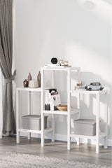 Omaş 6 Katlı Düzenleyici Plastik Yatay Raf Ünitesi Beyaz, Kitaplık, Banyo, Mutfak Rafı, Beyaz