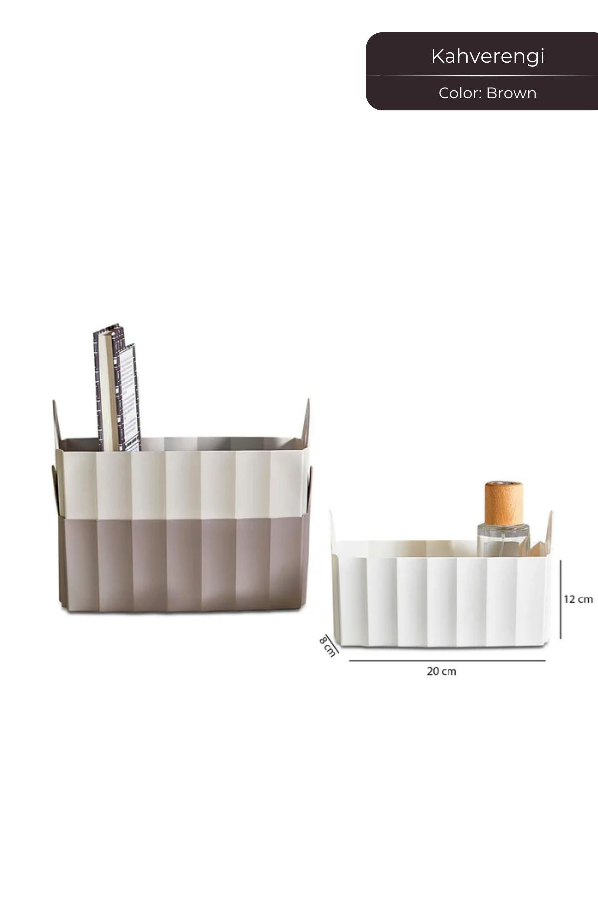 Düzenleyici Organizer Sepet, 20 x 12 x 8 cm, Kahverengi