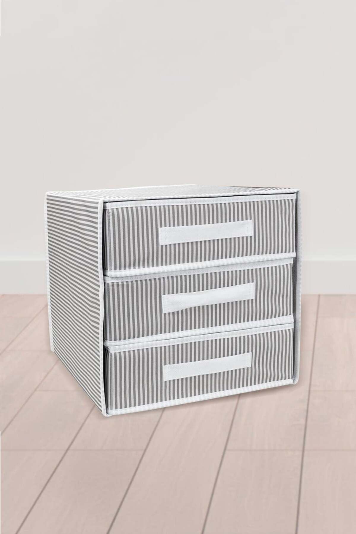 3 Bölmeli Kumaş Çekmece Organizer – 32 x 32 x 32 cm