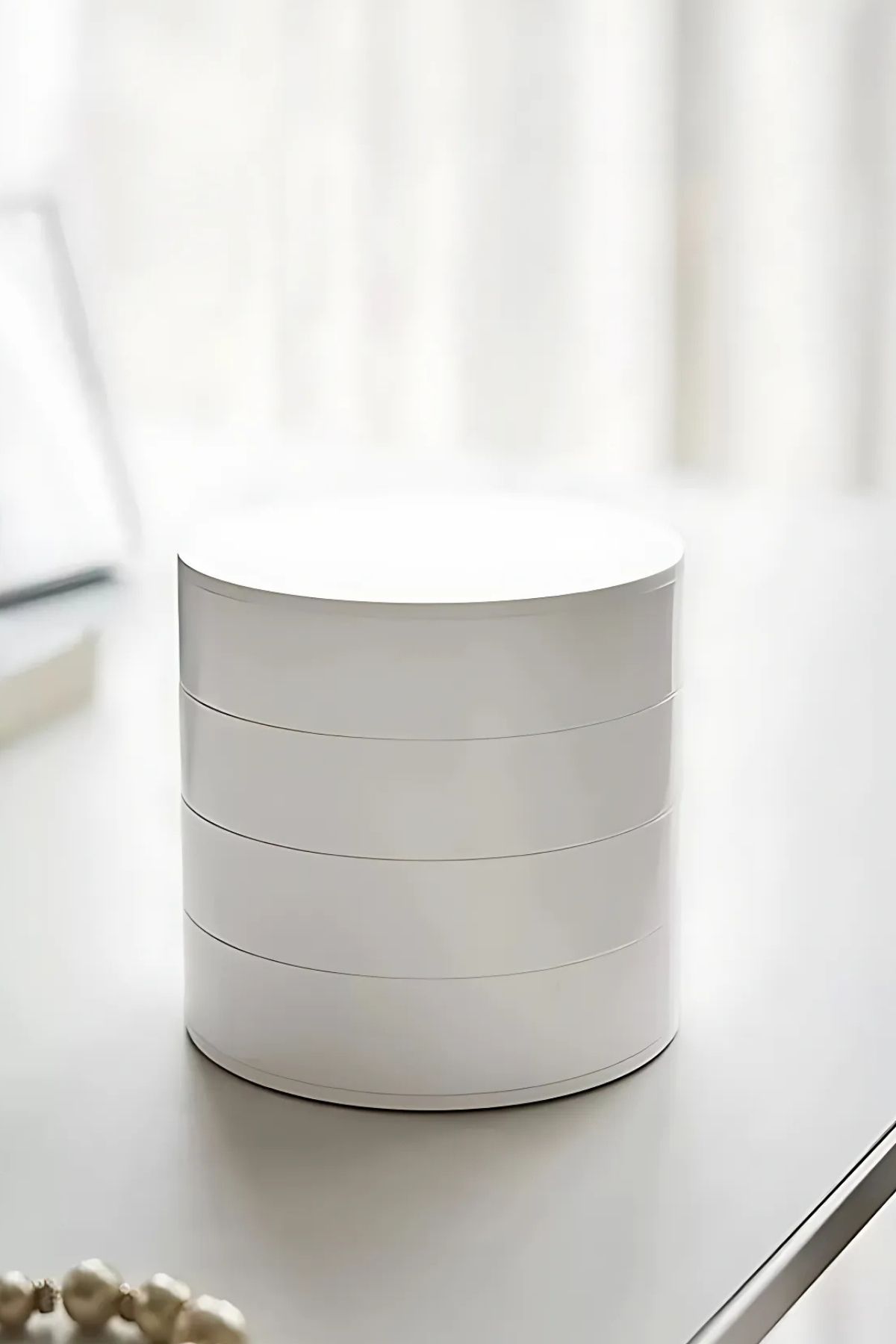 Dönebilir 4 Katlı Takı ve Aksesuar Organizeri - Beyaz