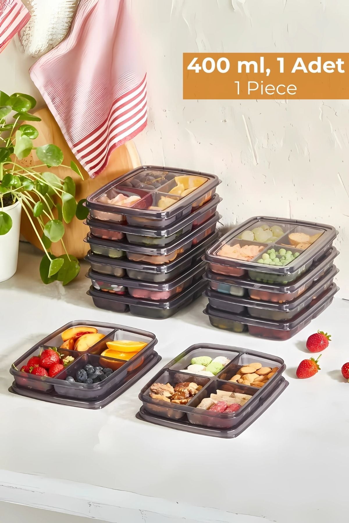 4 Bölmeli Buzdolabı Organizeri 400 ml, Friz Düzenleyici