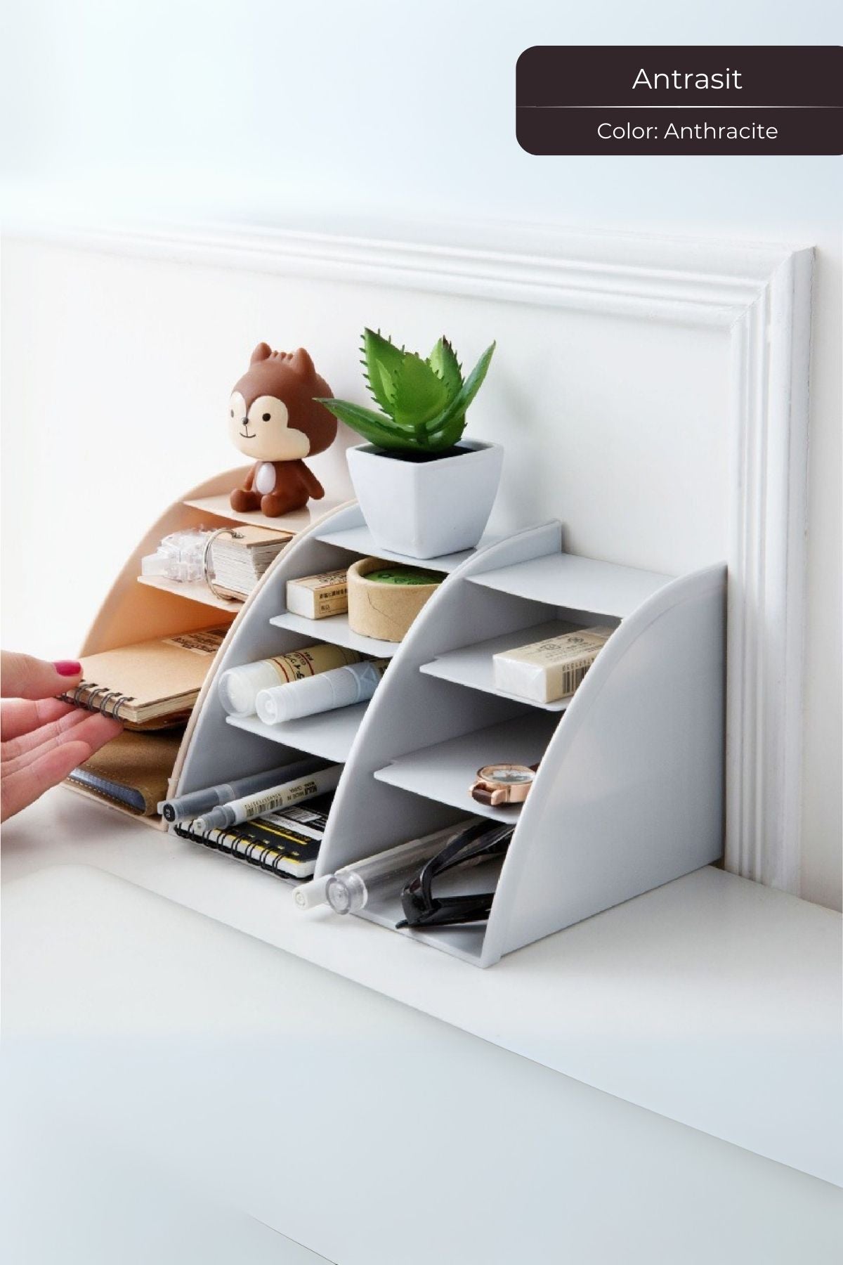 Lüks Makeup Ruj, Rimel, Oje Düzenleyici Organizer, Ruj Standı, Antrasit